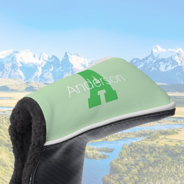 Couvre-club De Golf Monogramme moderne | Pale & Kelly Green (Créateur téléchargé)