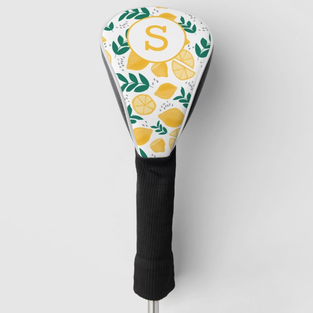 Couvre-club De Golf Monogramme Motif citron jaune (Devant)