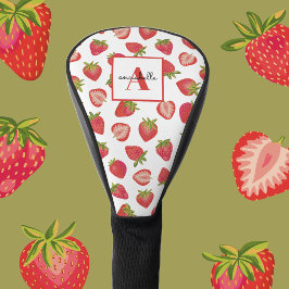 Couvre-club De Golf Monogramme Motif de fraises personnalisées