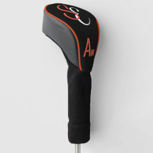 Couvre-club De Golf Monogramme Noir Blanc Orange Aw