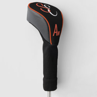 Couvre-club De Golf Monogramme Noir Blanc Orange Aw