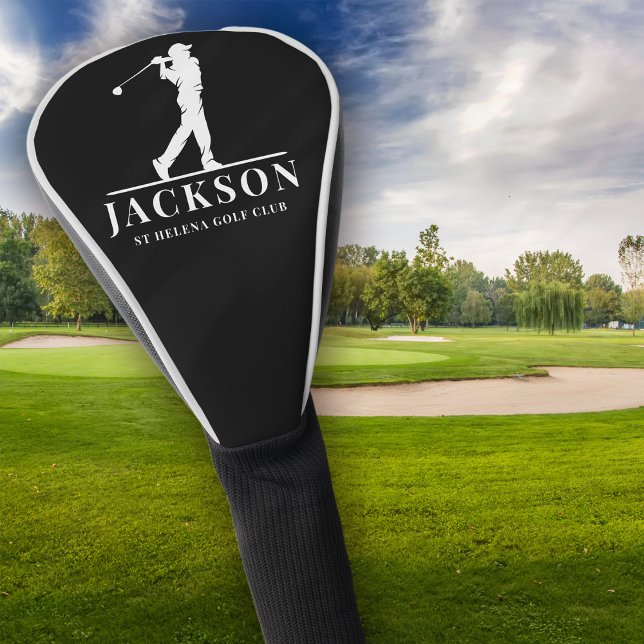 Couvre-club De Golf Monogramme noir blanc Personnalisé Coupe de golf (Créateur téléchargé)