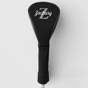 Couvre-club De Golf Monogramme noir gris blanc personnalisé