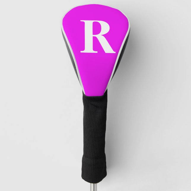 Couvre-club De Golf Monogramme Nom initial Modèle Purple White Cute (Devant)