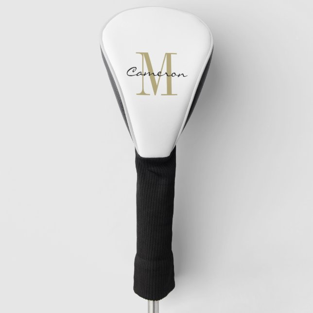 Couvre-club De Golf Monogramme Or initial et nom cadeau personnalisé (Devant)