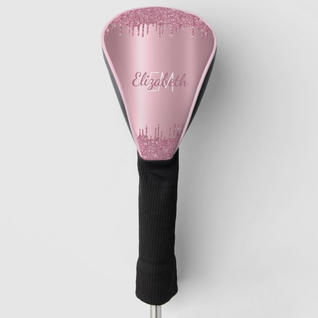 Couvre-club De Golf Monogramme Parties scintillant à séchage rose méta (Devant)