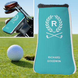 Couvre-club De Golf Monogramme Personnalisé Classique Nom Turquoise