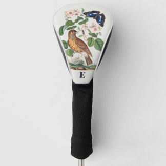Couvre-club De Golf Monogramme personnalisé élégant d'oiseaux botaniqu