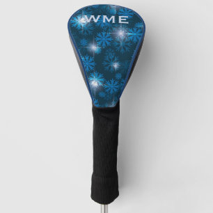 Couvre-club De Golf Monogramme personnalisé Midnight Blue Winter Snows