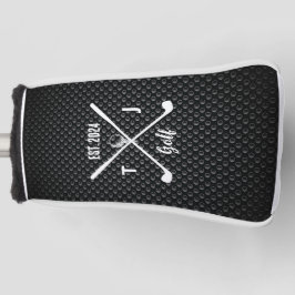 Couvre-club De Golf Monogramme personnalisé Noir et Blanc Texté
