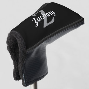 Couvre-club De Golf Monogramme Personnalisé Noir Gris Blanc