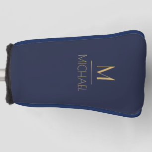 Couvre-club De Golf Monogramme Personnalisé   Nom Bleu Marine & Or