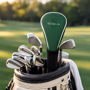 Couvre-club De Golf Monogramme personnalisé vert émeraude noir