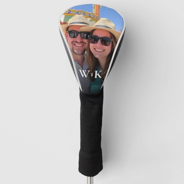 Couvre-club De Golf Monogramme photo couple moderne (Devant)