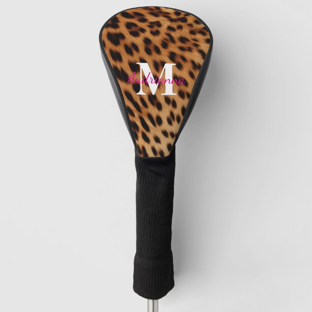 Couvre-club De Golf Monogramme Poster de animal léopard (Devant)