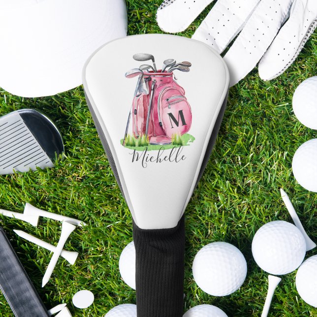 Couvre-club De Golf Monogramme rose (Pink Monogram Golf Head Cover )