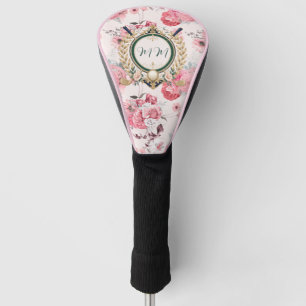 Couvre-club De Golf Monogramme rose élégant personnalisé