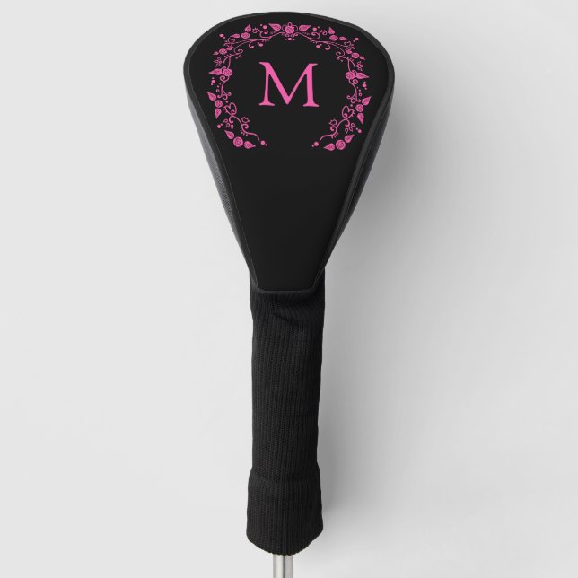 Couvre-club De Golf monogramme rose girly (Devant)