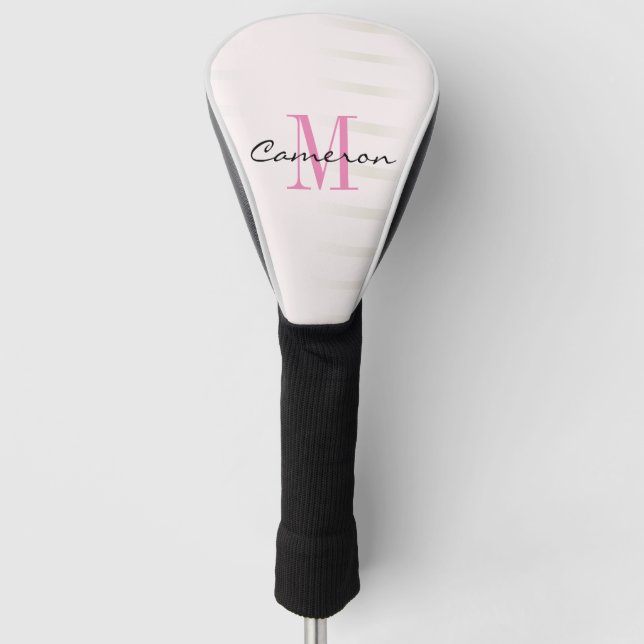 Couvre-club De Golf Monogramme rose initial et nom personnalisé (Devant)