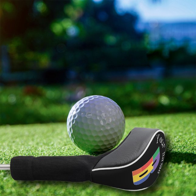 Couvre-club De Golf Monogramme rouge jaune pourpre vert initial B (Créateur téléchargé)