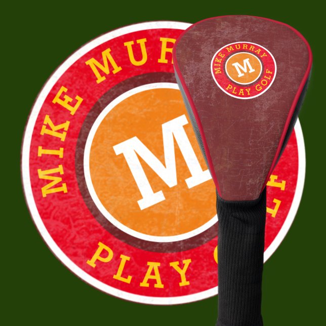 Couvre-club De Golf monogramme rougeâtre de golfeur / joueur de golf (Créateur téléchargé)