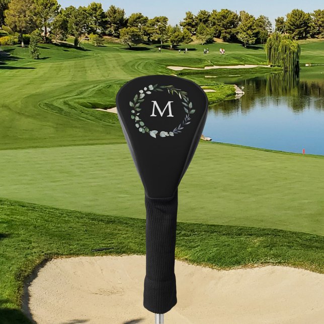 Couvre-club De Golf Monogramme Sage Vert Feuille Verdure couronne (In situ)