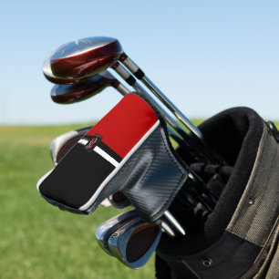Couvre-club De Golf Monogramme simple à deux tons Noir et Rouge Initi