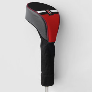 Couvre-club De Golf Monogramme simple à deux tons Noir et Rouge Initi