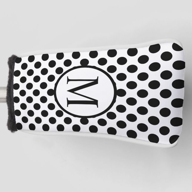Couvre-club De Golf Monogramme simple avec le pois noir (Devant)