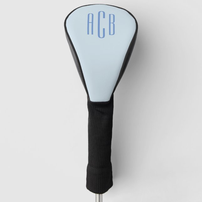 Couvre-club De Golf Monogramme trois lettres bleu moderne (Devant)