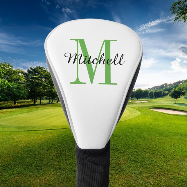 Couvre-club De Golf Monogramme vert initial et nom personnalisé (Créateur téléchargé)