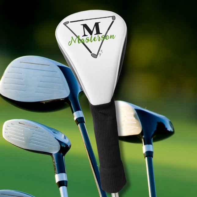 Couvre-club De Golf Monogramme vert personnalisé/Nom Club de golf uniq (Créateur téléchargé)