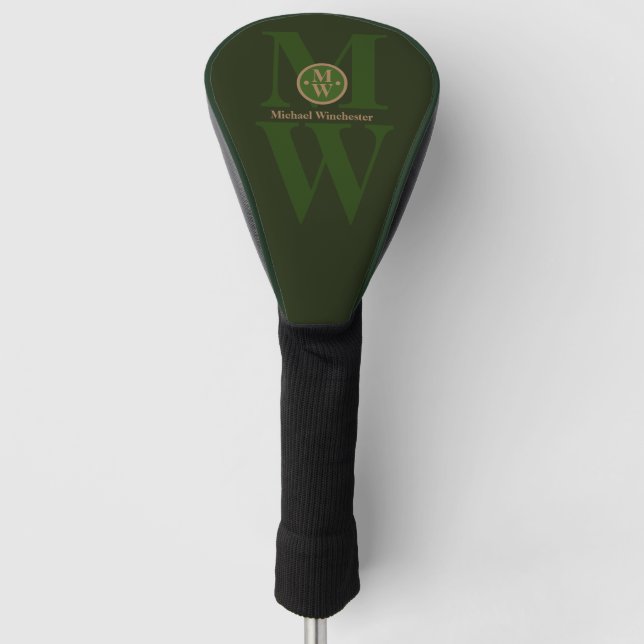 Couvre-club De Golf Monogramme vertical à 2 lettres personnalisé vert  (Devant)