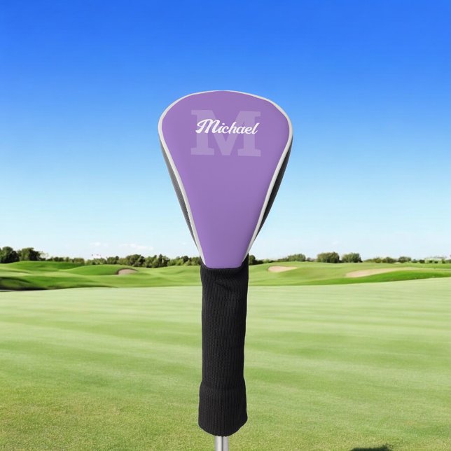 Couvre-club De Golf Monogramme Vintage calligraphie violet (Créateur téléchargé)