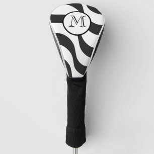 Couvre-club De Golf Monogramme Zèbre moderne Blancs noirs