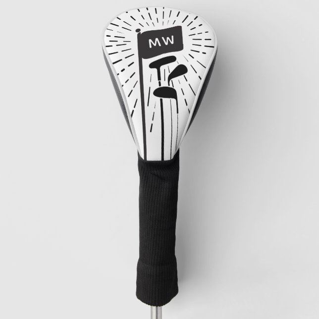 Couvre-club De Golf Monogrammes modernes Rétro Initiales Clubs de Golf (Devant)