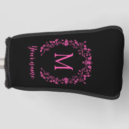 Couvre-club De Golf Monographie rose girly sur noir