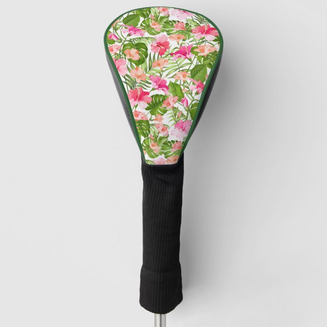 Couvre-club De Golf Motif à hibiscus palm monstère tropicale (Devant)