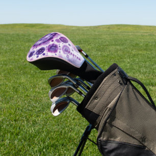 Couvre-club De Golf Motif artistique personnalisé violet rose rétro