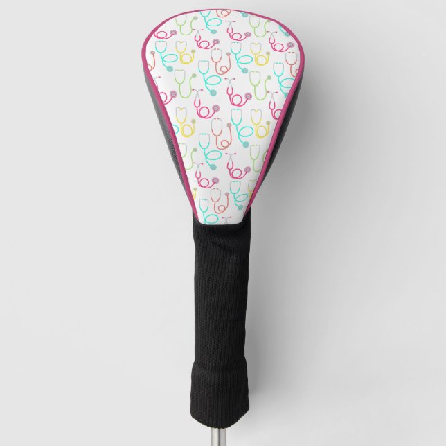 Couvre-club De Golf Motif au néon de stéthoscope (Devant)