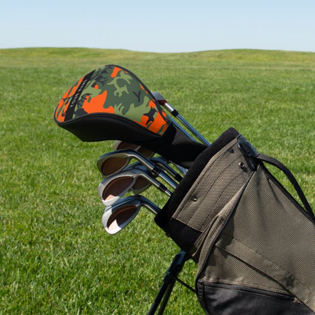 Couvre-club De Golf Motif Camouflage orange, Votre nom, Personnaliser (In Situ)