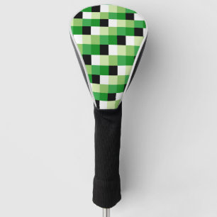 Couvre-club De Golf Motif carré vert et blanc