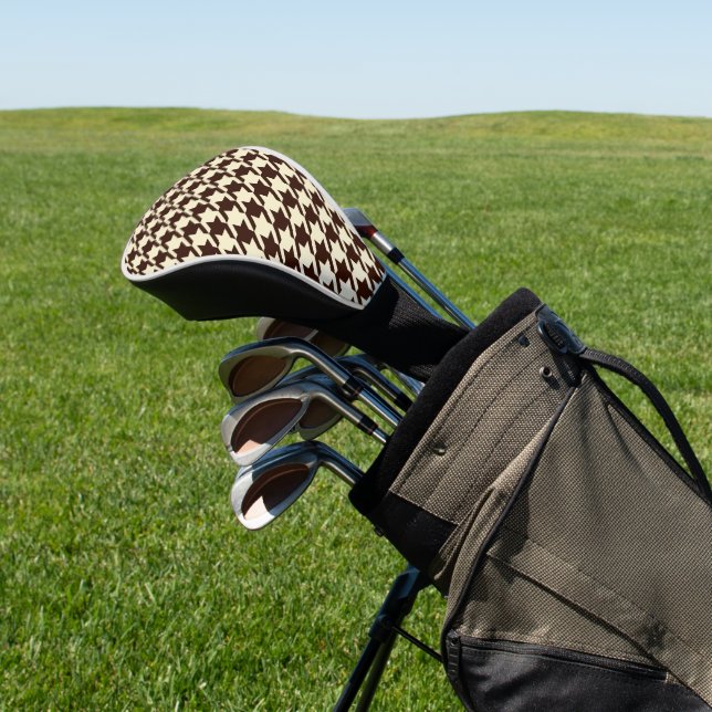 Couvre-club De Golf Motif classique Brown ivoire Pepita Houndstooth (In Situ)