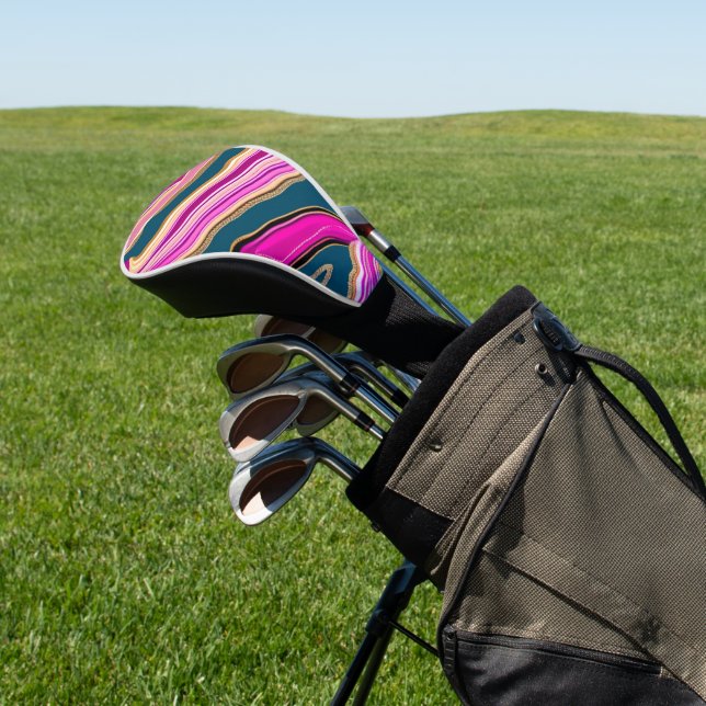 Couvre-club De Golf Motif d'agate rose et bleu (In Situ)