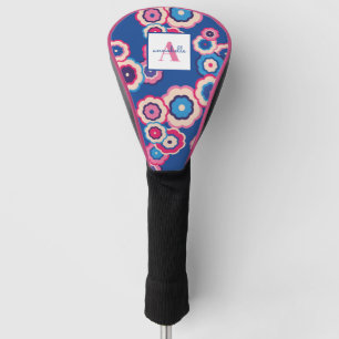 Couvre-club De Golf Motif d'alimentation en fleurs rose bleu Monogram 