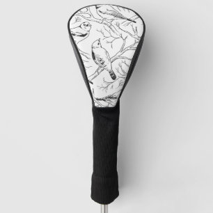 Couvre-club De Golf Motif d'art linéaire minimaliste d'oiseaux nord-am