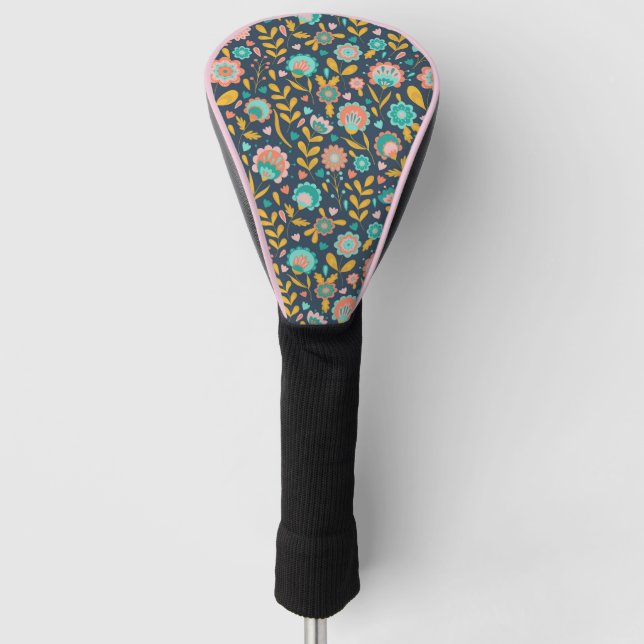 Couvre-club De Golf Motif de fleur d'art populaire (Devant)