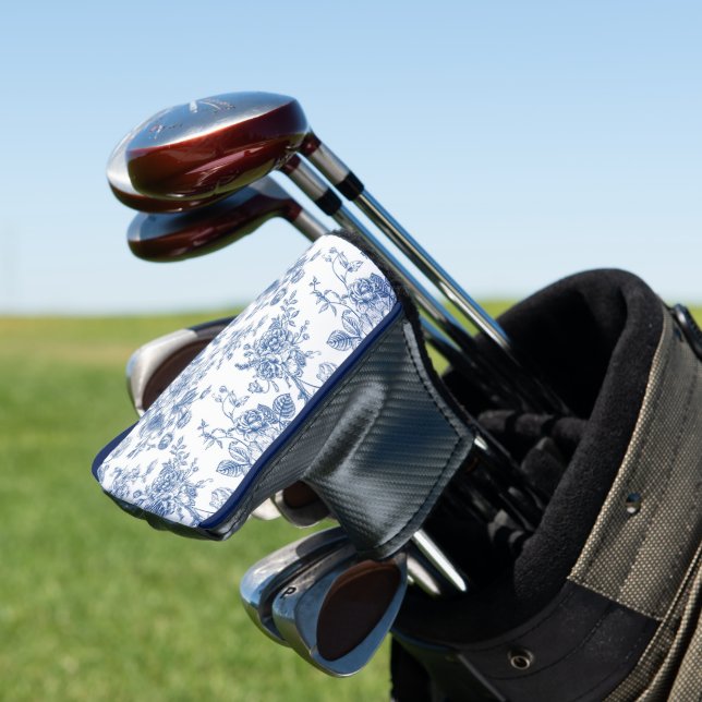 Couvre-club De Golf Motif de fleurs bleues (In Situ)