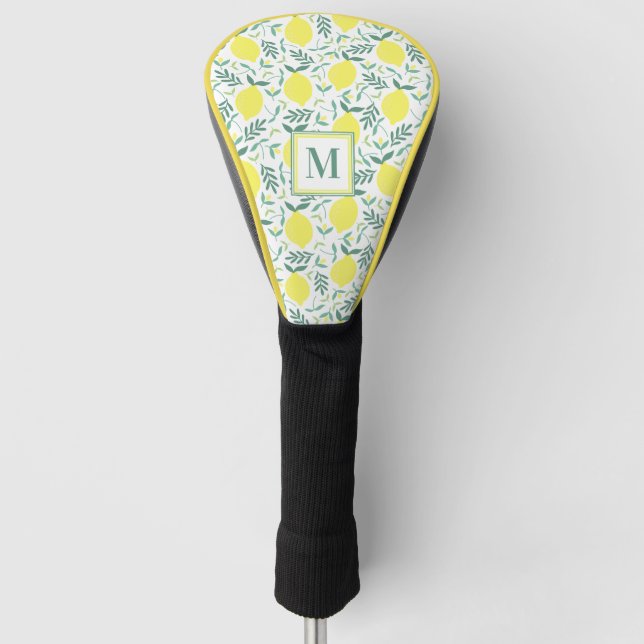 Couvre-club De Golf motif de monogramme botanique de citron (Devant)