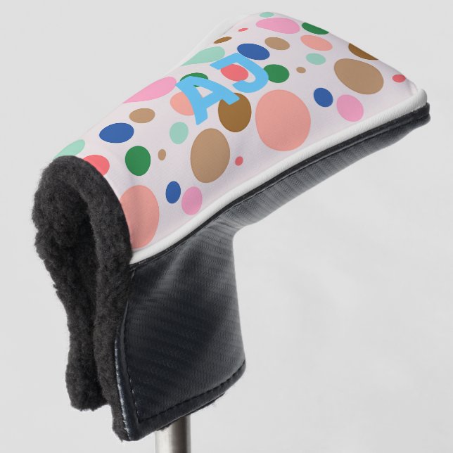 Couvre-club De Golf Motif de point de Polka Monogramme moderne (Devant 3/4)